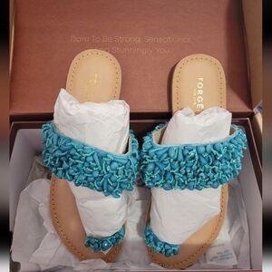 Torgeis Turquoise Beaded Sandals